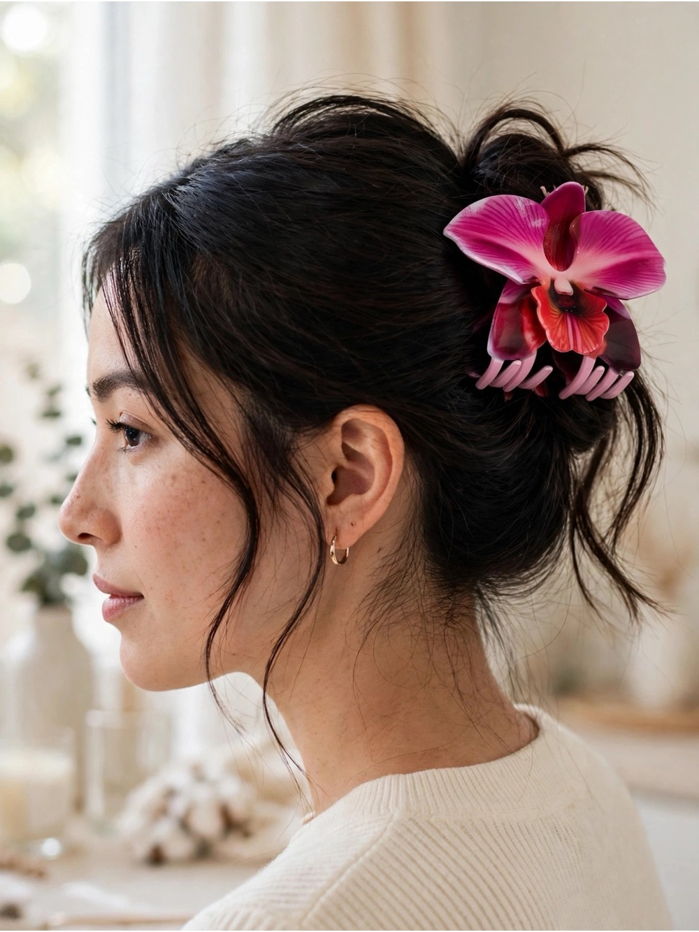 Pink Orchid Hair Claw Clip - Floral Women’s Hair Accessory